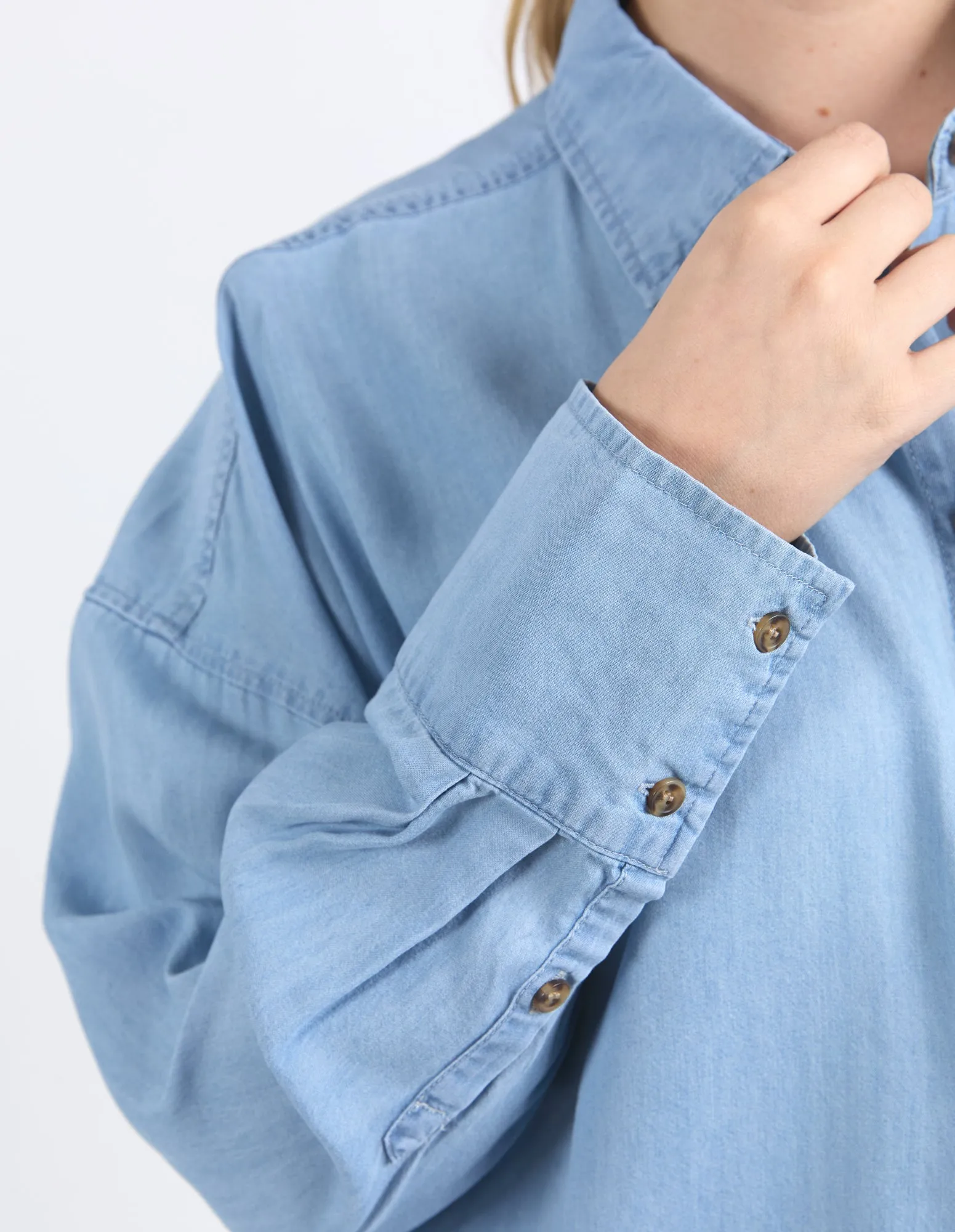 Flinders Long Sleeve Chambray Shirt Blue Wash