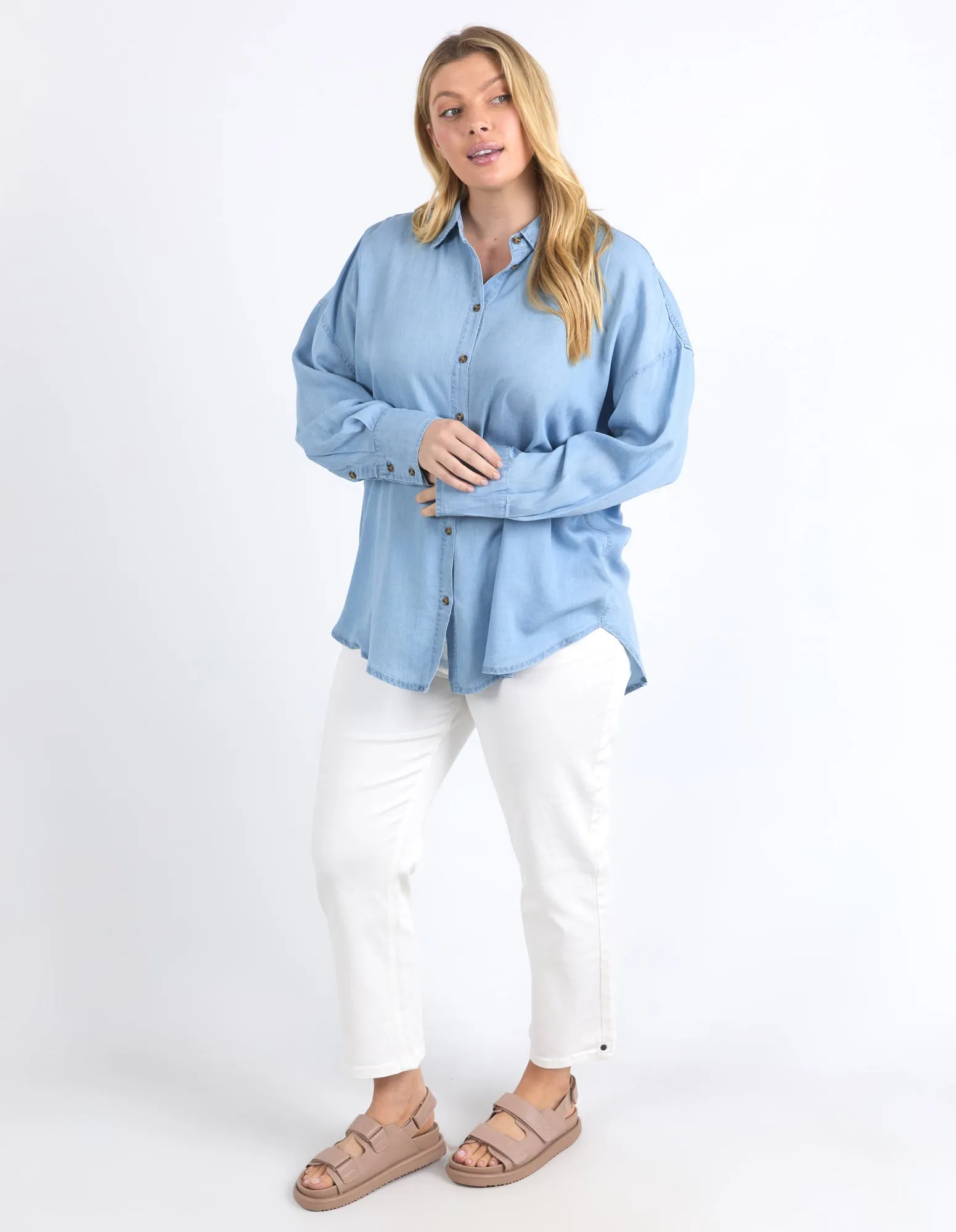 Flinders Long Sleeve Chambray Shirt Blue Wash