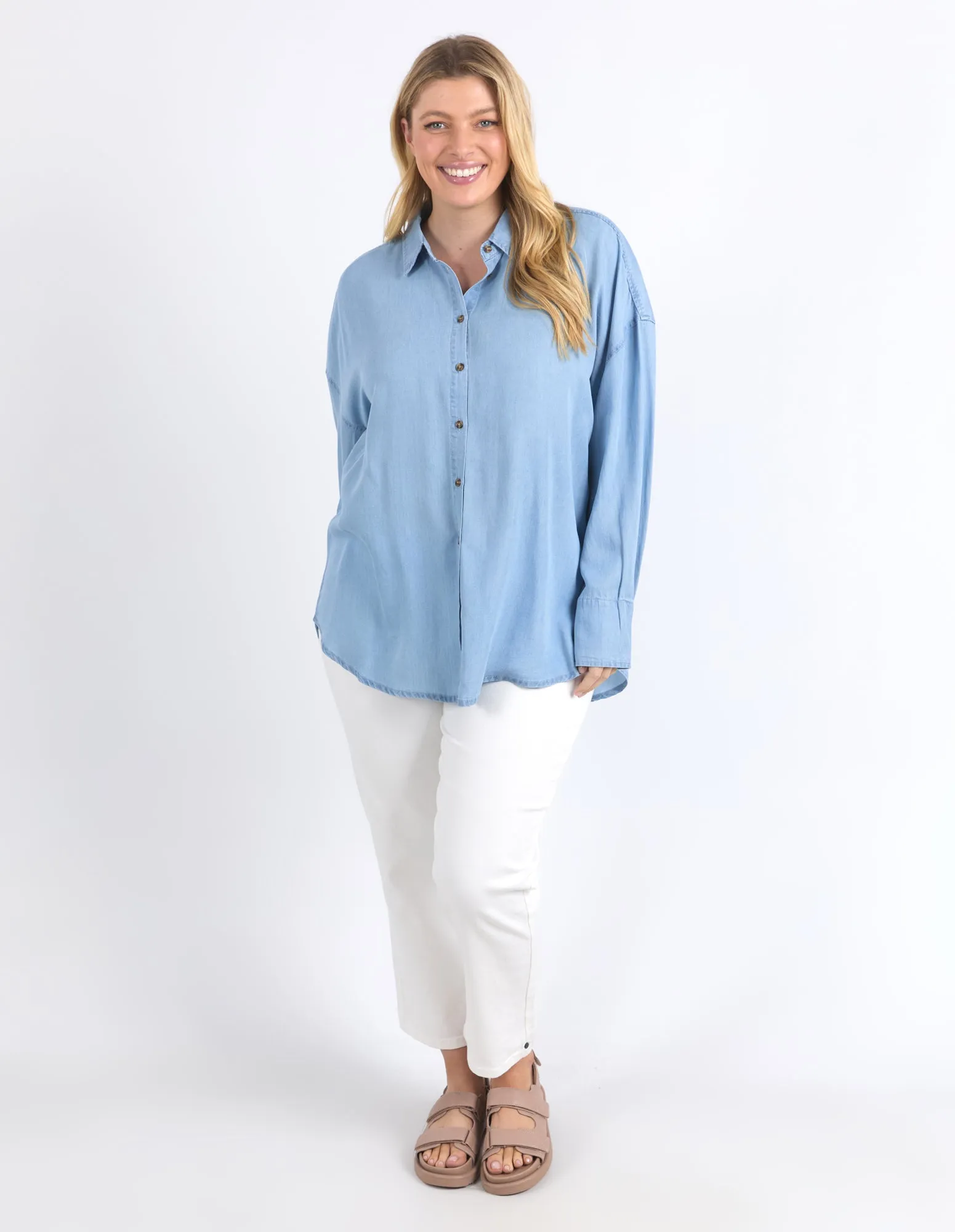 Flinders Long Sleeve Chambray Shirt Blue Wash