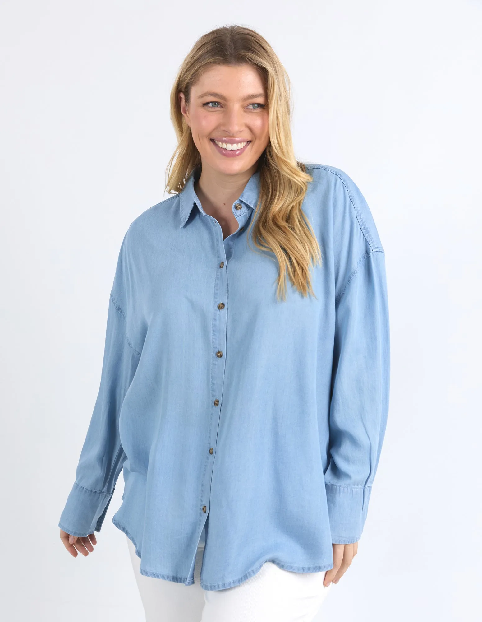 Flinders Long Sleeve Chambray Shirt Blue Wash