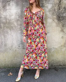 Glistening 1970s Floral Maxi Dress