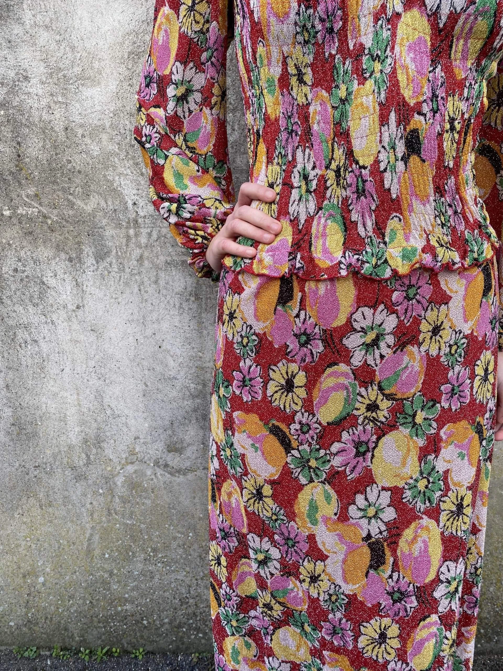 Glistening 1970s Floral Maxi Dress