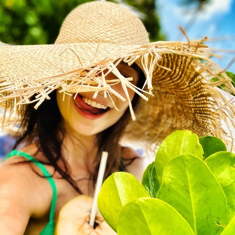 Handmade Natural Wide-brimmed Folding UV Straw Hat