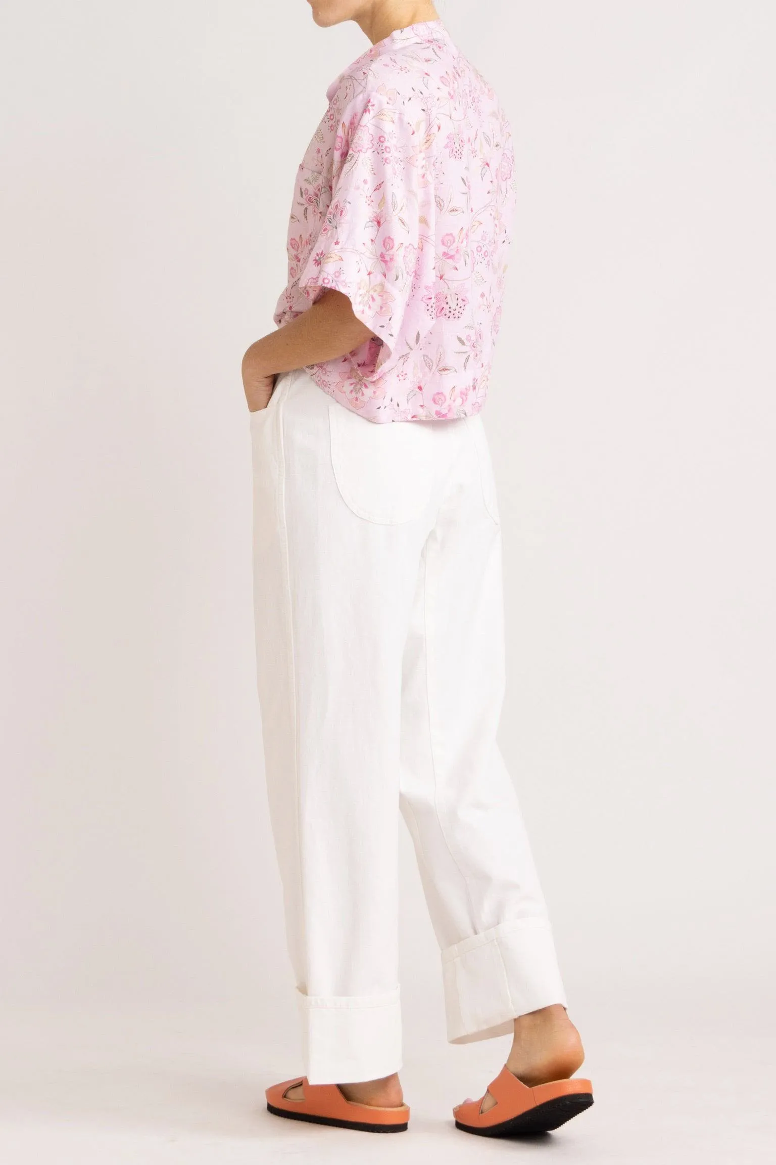 Harlow Pink Floral Cotton-Linen Shirt