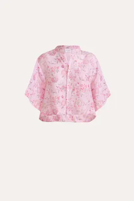 Harlow Pink Floral Cotton-Linen Shirt