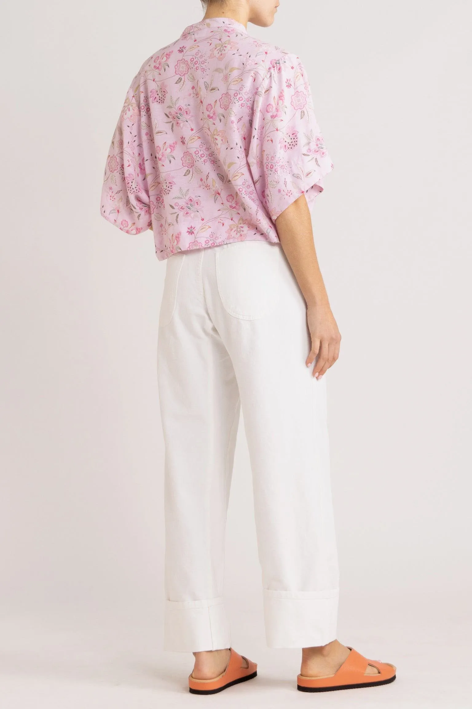 Harlow Pink Floral Cotton-Linen Shirt