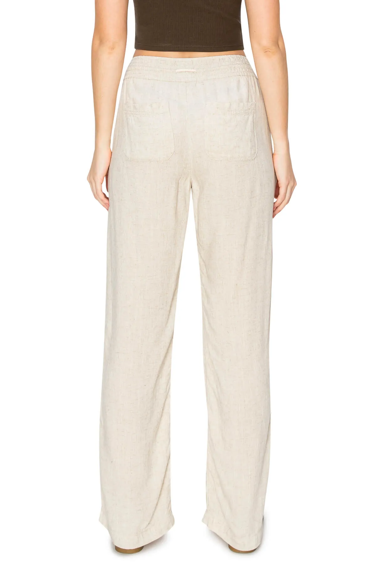 High Waist Relaxed Lounge Beach Pants - Oatmeal