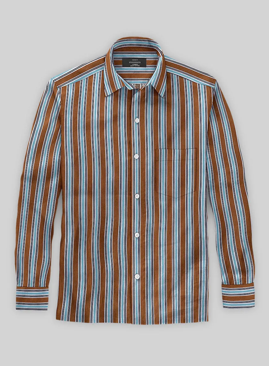 Italian Striped Rust Summer Linen Shirt