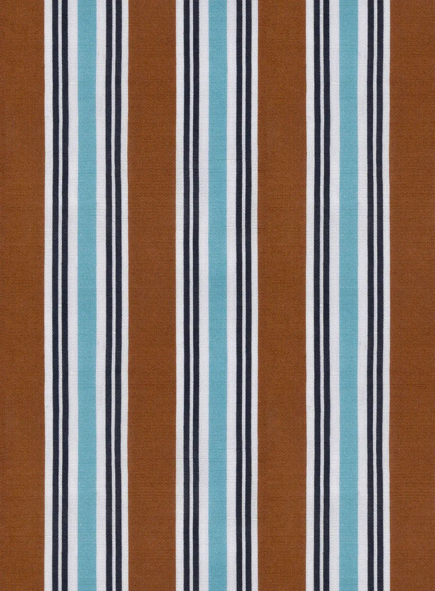 Italian Striped Rust Summer Linen Shirt