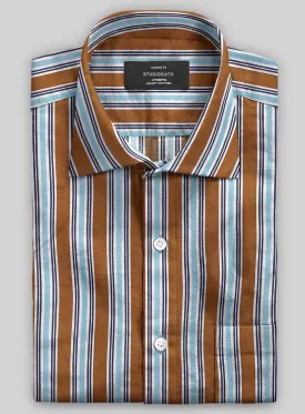 Italian Striped Rust Summer Linen Shirt