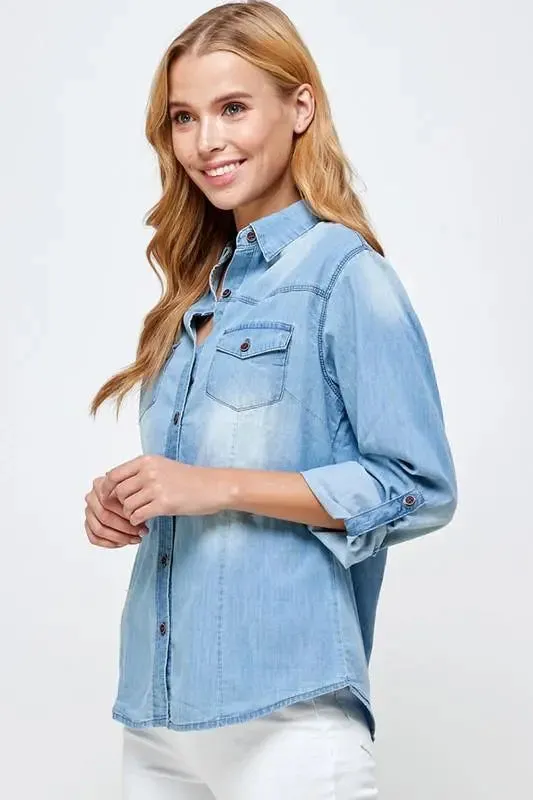 Jen Classic Chambray Denim Shirt