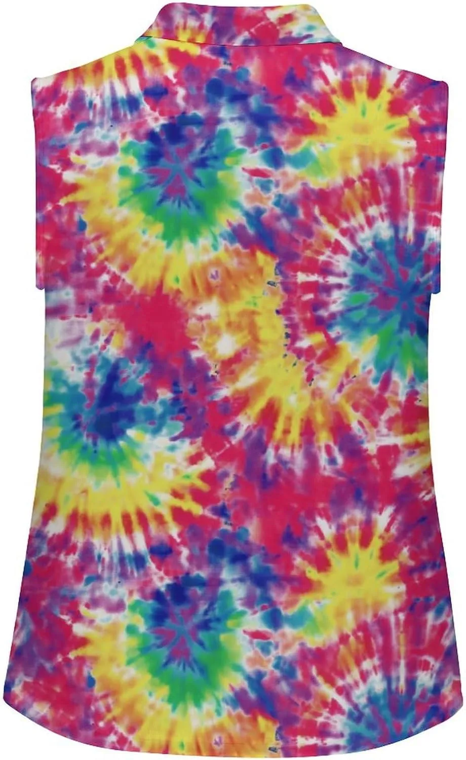 JooMeryer Womens Button Down Golf Polo Shirts Colorful Tie Dye Sleeveless Tank Top XS-4X