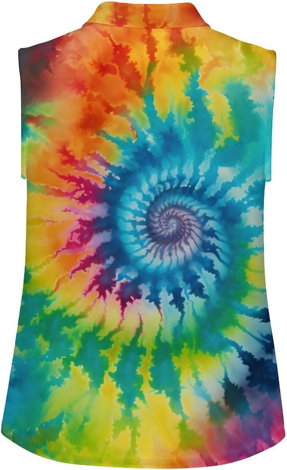 JooMeryer Womens Button Down Golf Polo Shirts Colorful Tie Dye Sleeveless Tank Top XS-4X