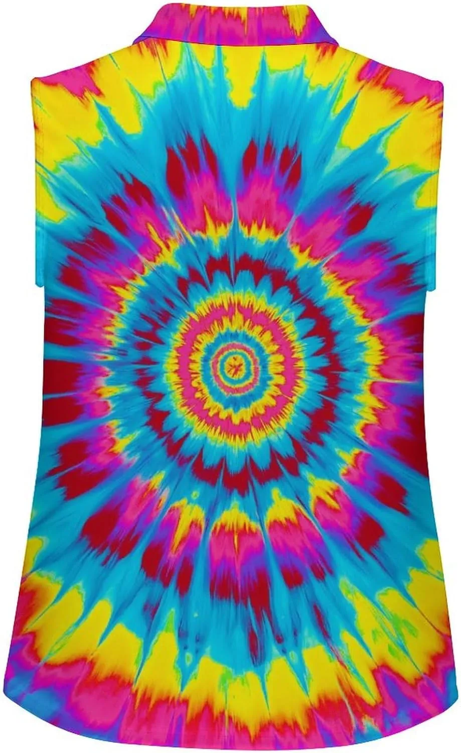 JooMeryer Womens Button Down Golf Polo Shirts Colorful Tie Dye Sleeveless Tank Top XS-4X