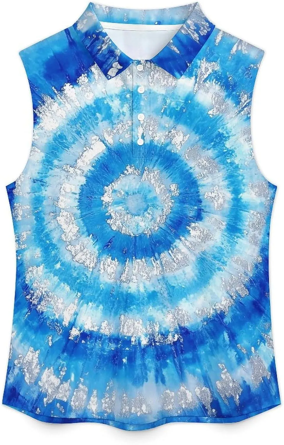 JooMeryer Womens Button Down Golf Polo Shirts Colorful Tie Dye Sleeveless Tank Top XS-4X