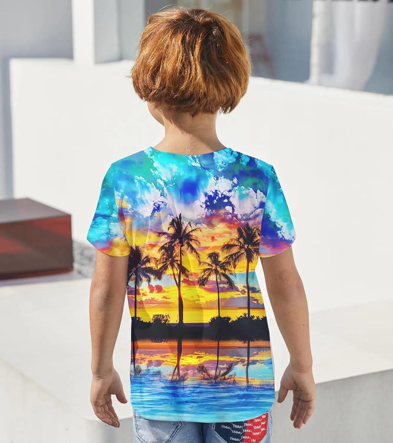 Kids Funny Graphic Polyester Colorful T Shirt for Boys Girls Size 4-14