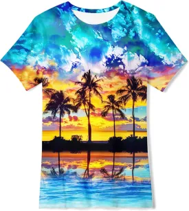 Kids Funny Graphic Polyester Colorful T Shirt for Boys Girls Size 4-14