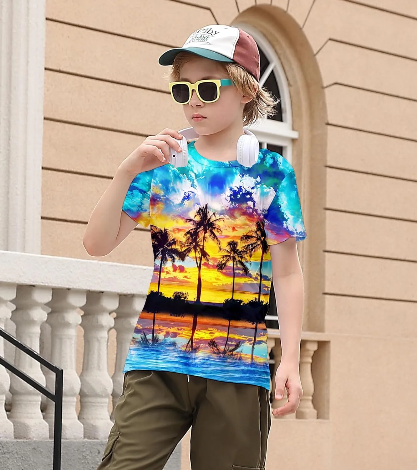 Kids Funny Graphic Polyester Colorful T Shirt for Boys Girls Size 4-14