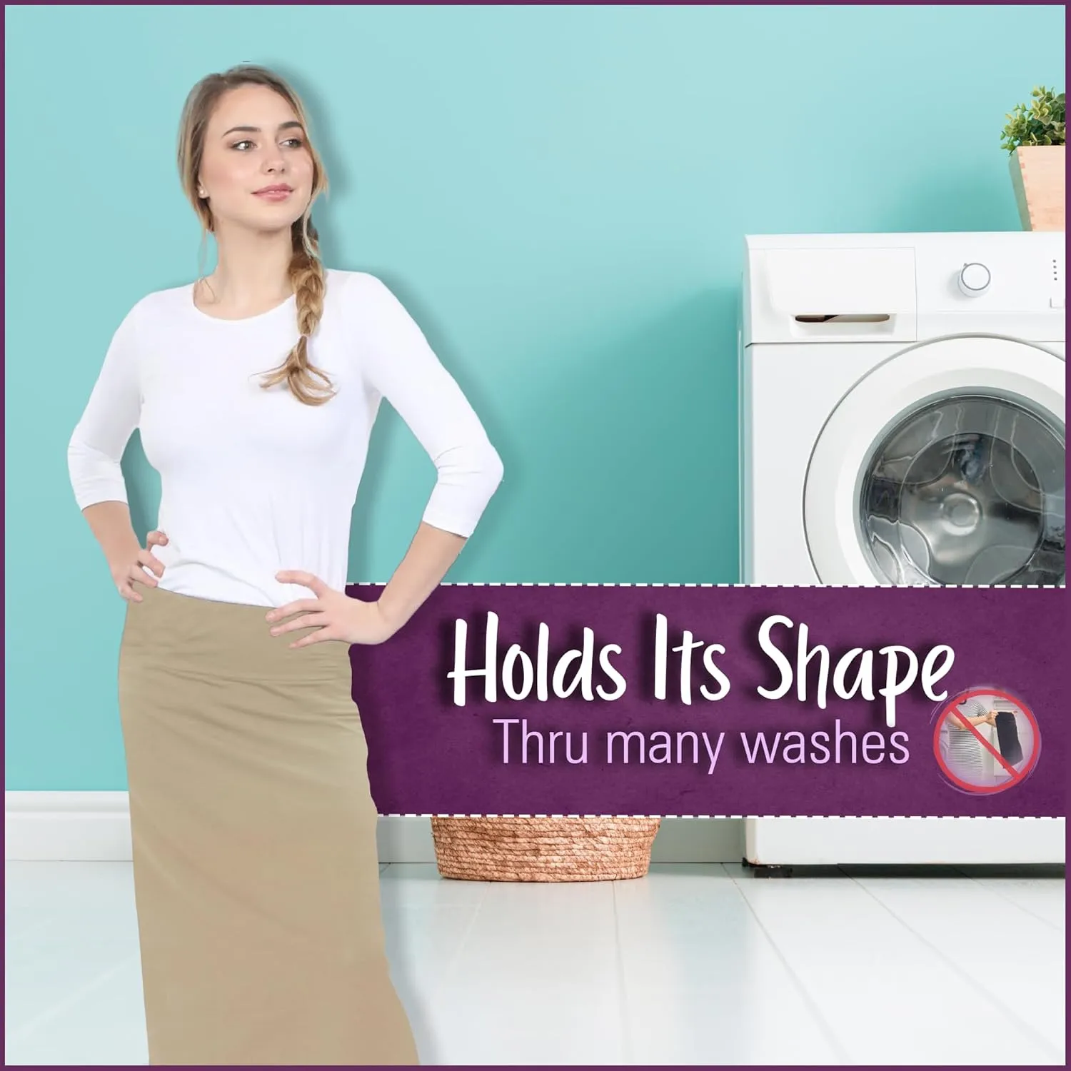 Kosher Casual Women's Modest Cotton Stretch Long Maxi Pencil Skirt