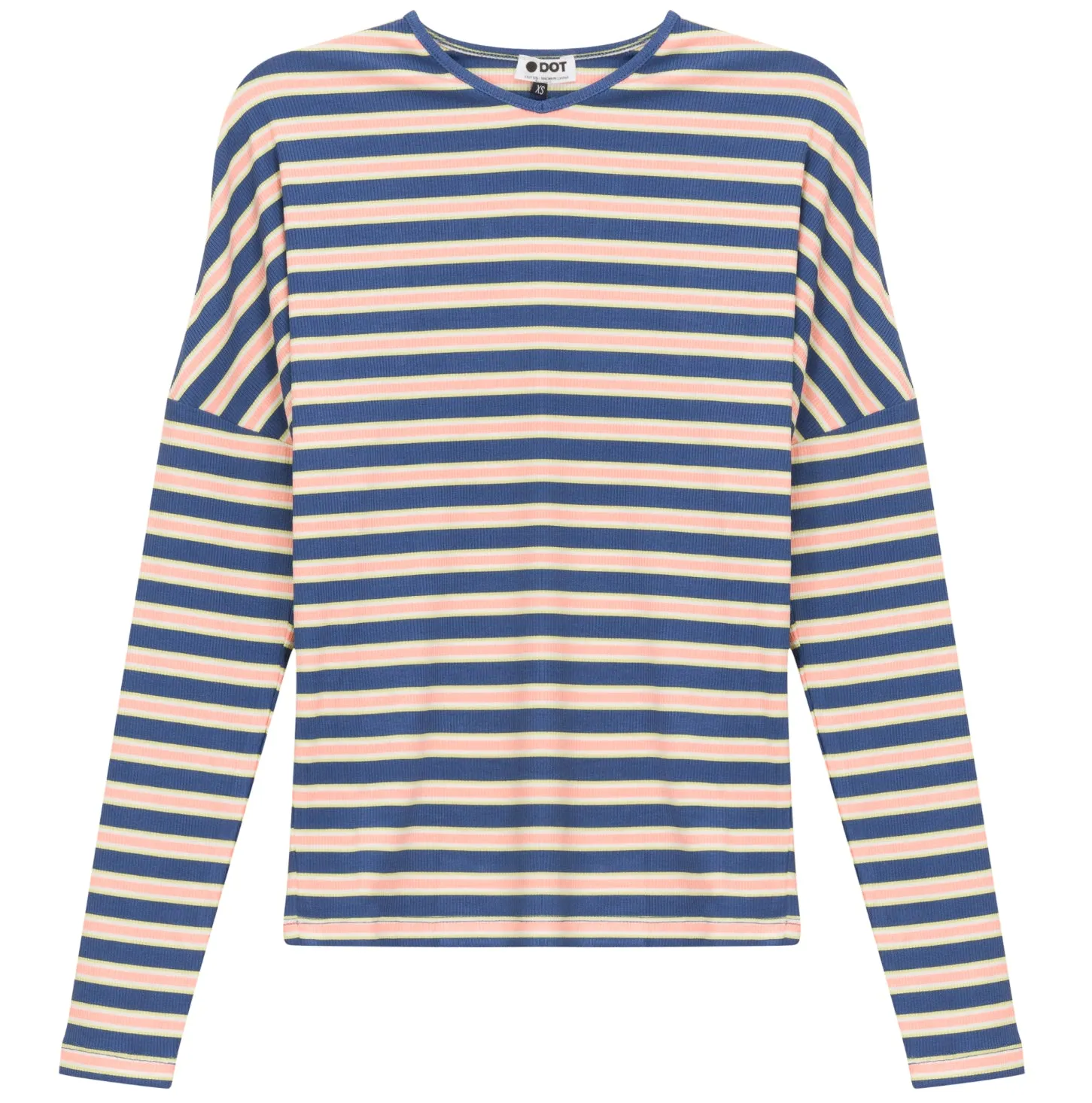 LADIES V NECK DOLMAN STRIPED TEE