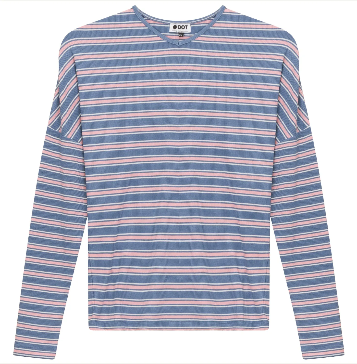 LADIES V NECK DOLMAN STRIPED TEE