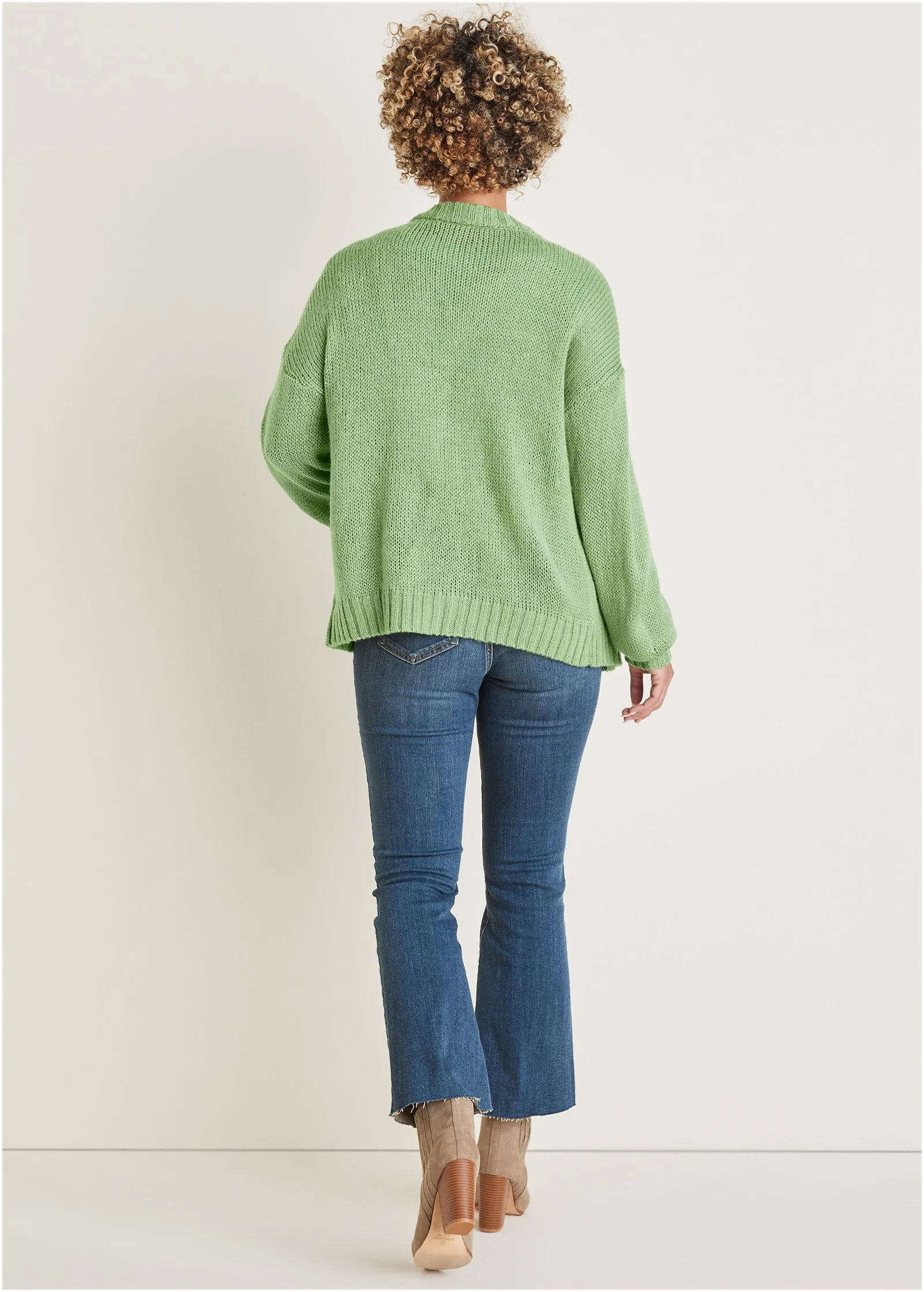 Light Weight Cardigan - Basil