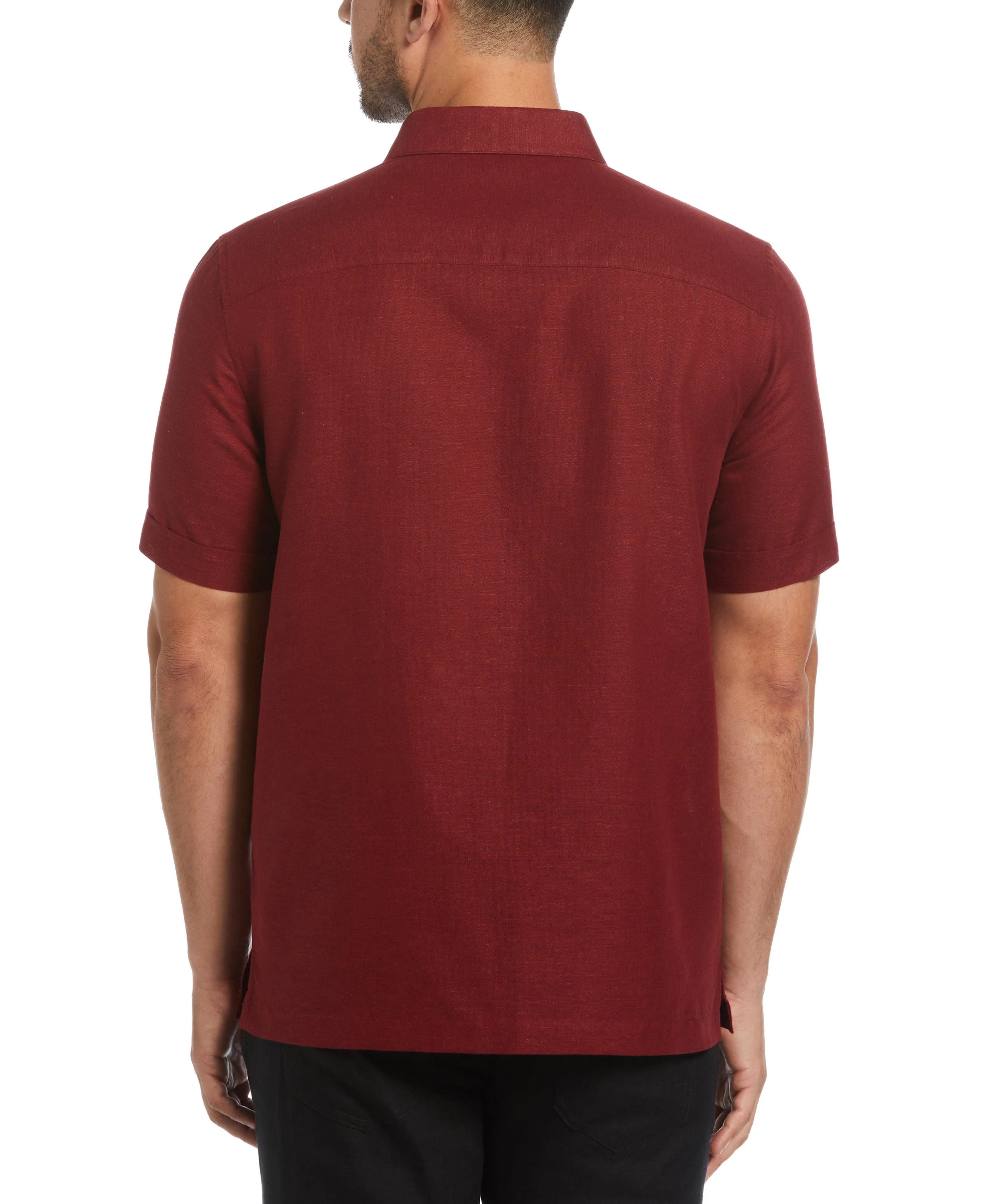 Linen Blend Yarn Dyed Panel Shirt
