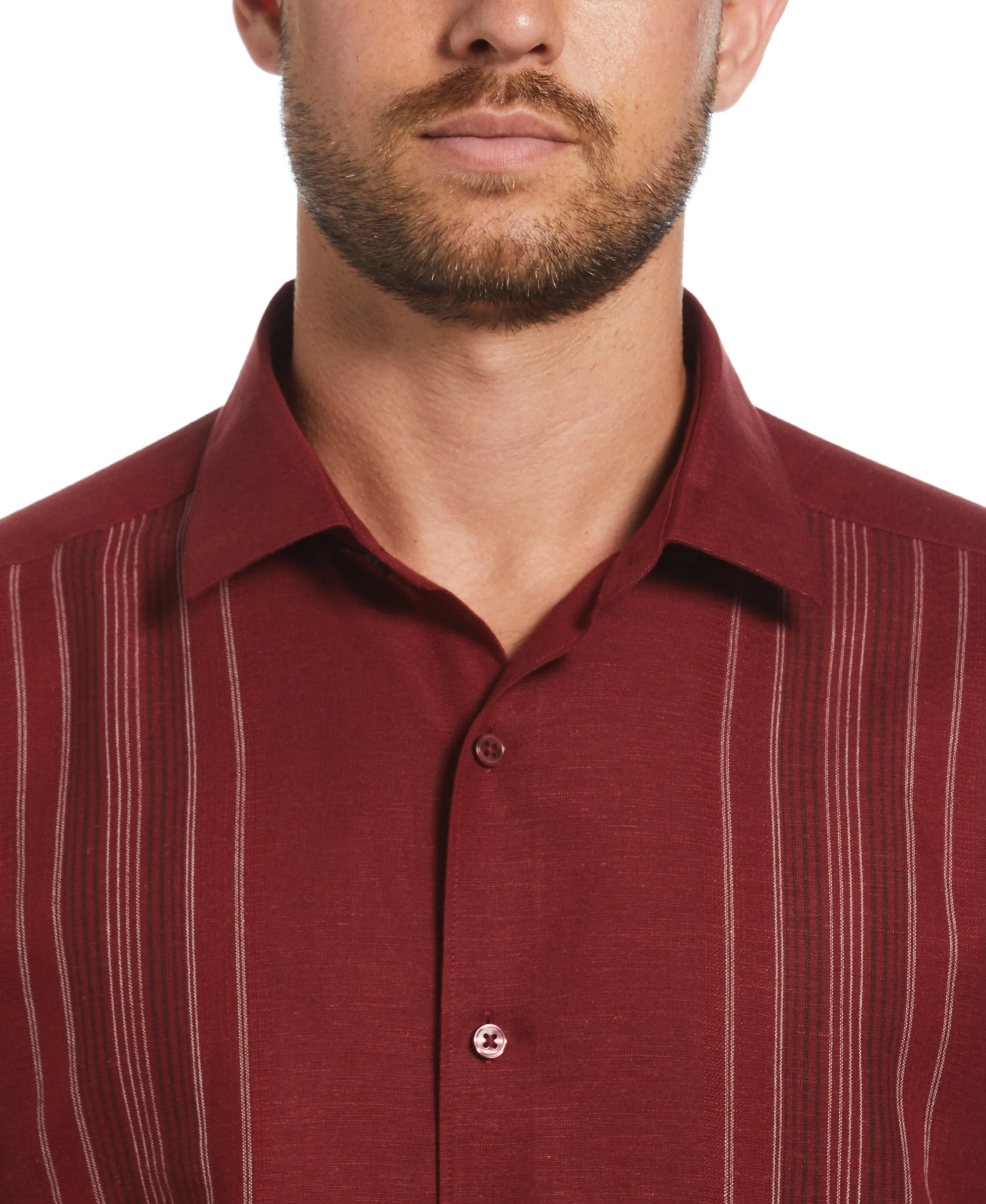 Linen Blend Yarn Dyed Panel Shirt