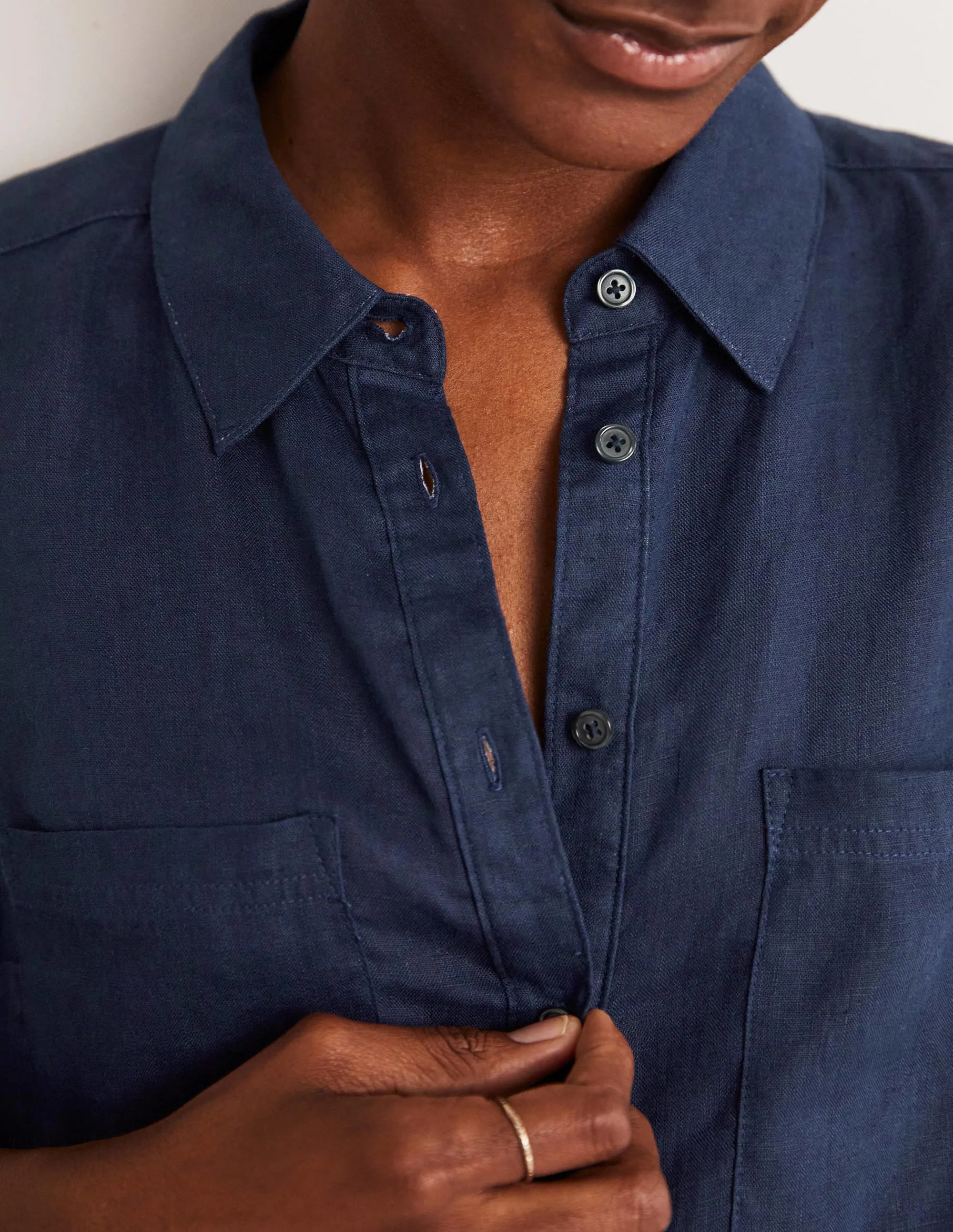 Linen Shirt-Navy