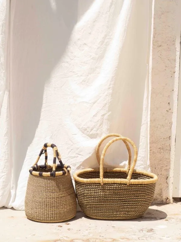 Market Black/Natural Stripe Basket