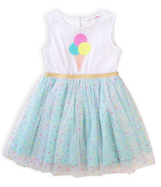Minoti Girls Mixed Fabric Tu Tu Dress (12-24mths)