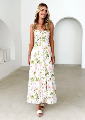 Naples Strapless Maxi Dress - Peach Floral