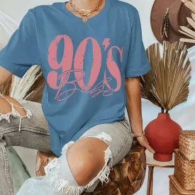 Oversized 90s Outfits Shirts for Women Vintage 90'S Babe Letter Graphic Tees Cotton Loose Fit Drop Shoulder Tops