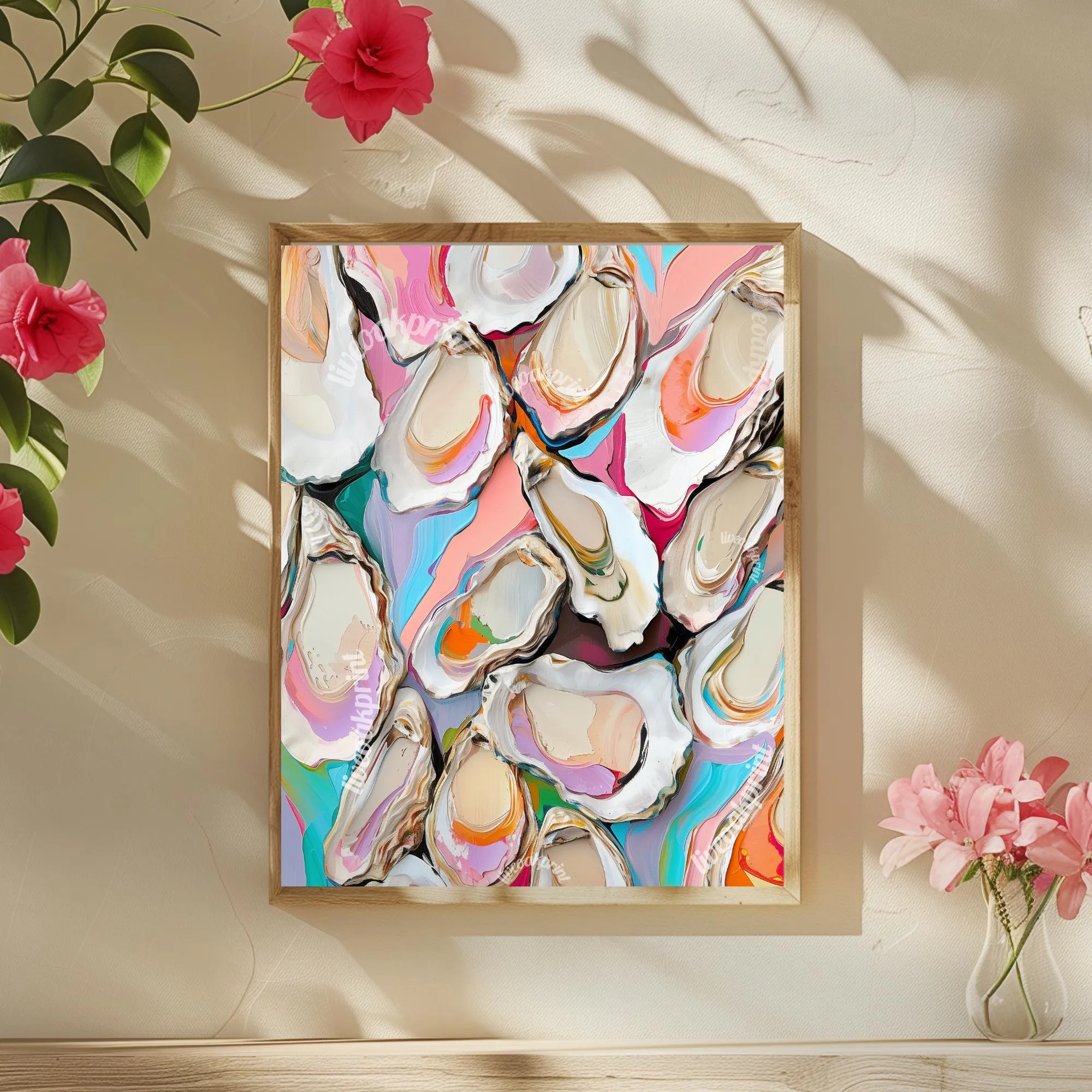 Oyster Print - Funky Coastal Oyster Art Print – Modern Boho Decor – Eclectic Beach House Wall Art - Oyster Art - Colorful Kitchen Art