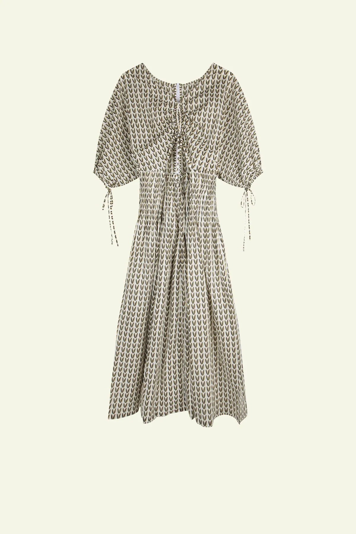Pecan Rouched Organic Cotton Dress