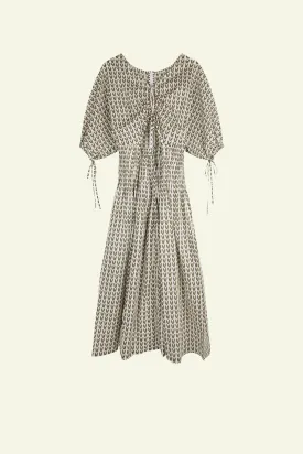 Pecan Rouched Organic Cotton Dress