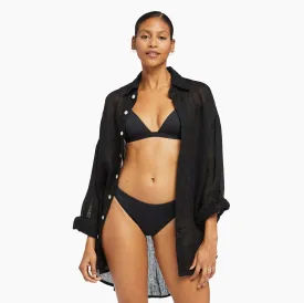 Playa Eco Linen Shirt Dress (Black)