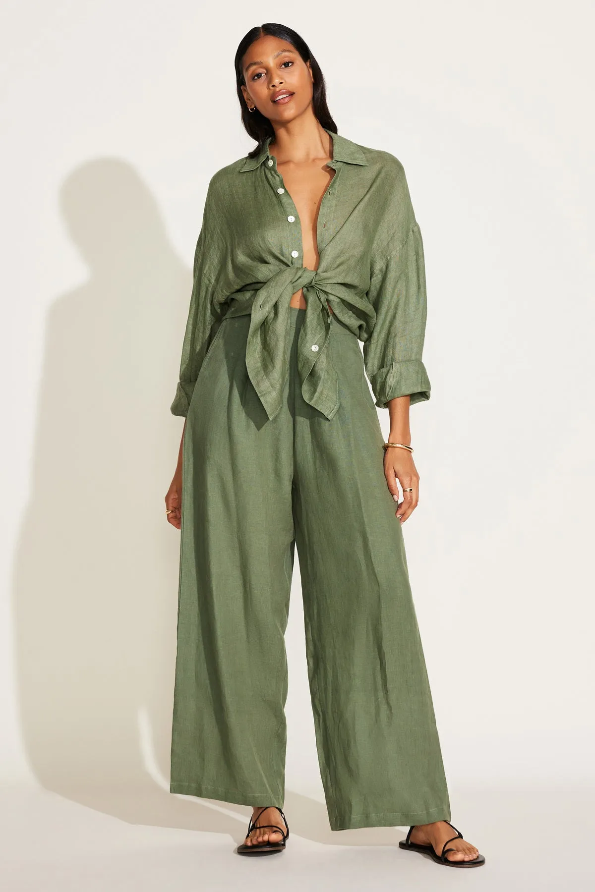 Playa Linen Boyfriend Shirt - Agave EcoLinen
