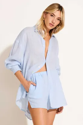 Playa Linen Boyfriend Shirt - Celeste EcoLinen