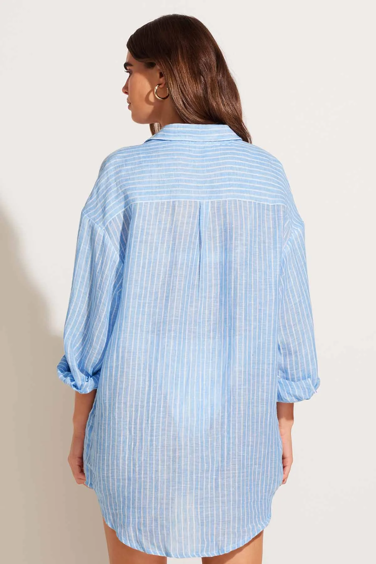 Playa Linen Boyfriend Shirt - Summer Stripe EcoLinen
