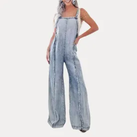 Raw Edge Wide Leg Jumpsuit