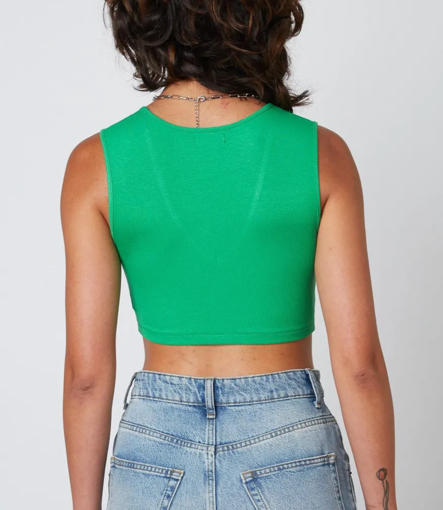 Ribbed Deep V Cropped Tank
