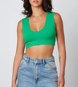 Ribbed Deep V Cropped Tank