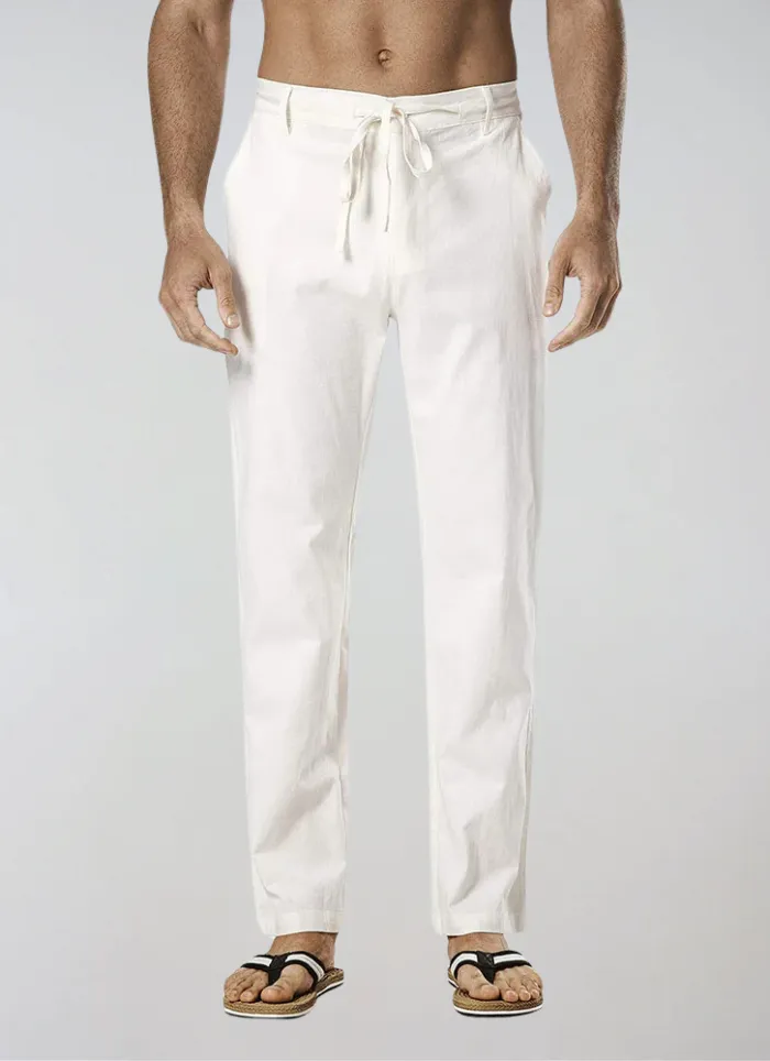 Sea Side Linen Pants - White