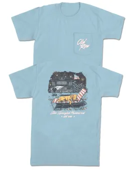 Star Spangled Pup Pocket Tee - Chambray