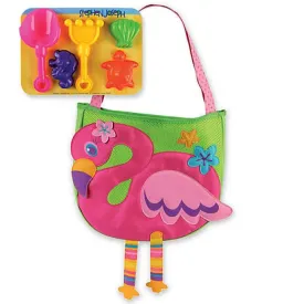stephen joseph beach tote with sand toy play set - flamingo