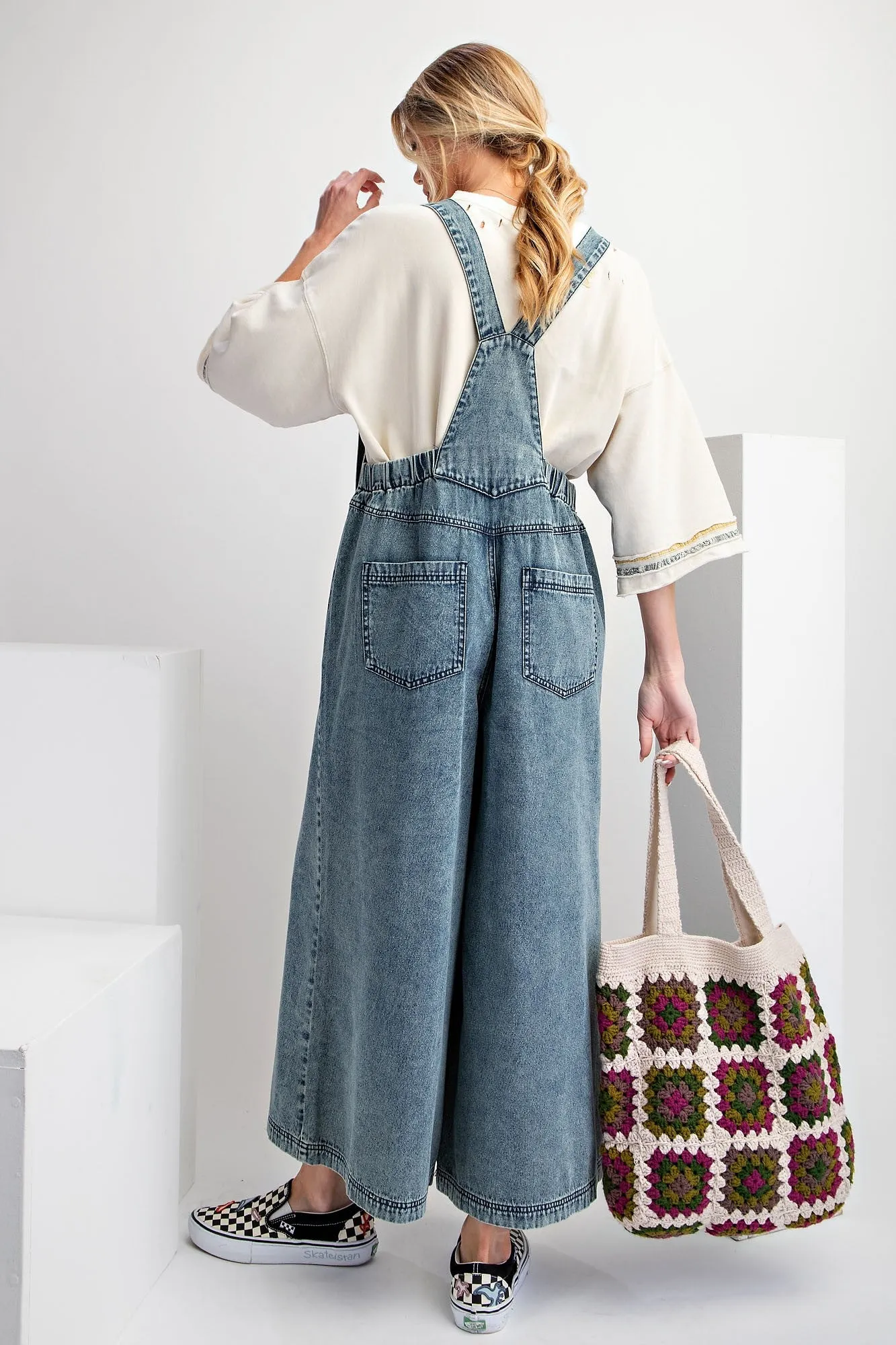 Stone Washed Wide Leg Jumpsuit