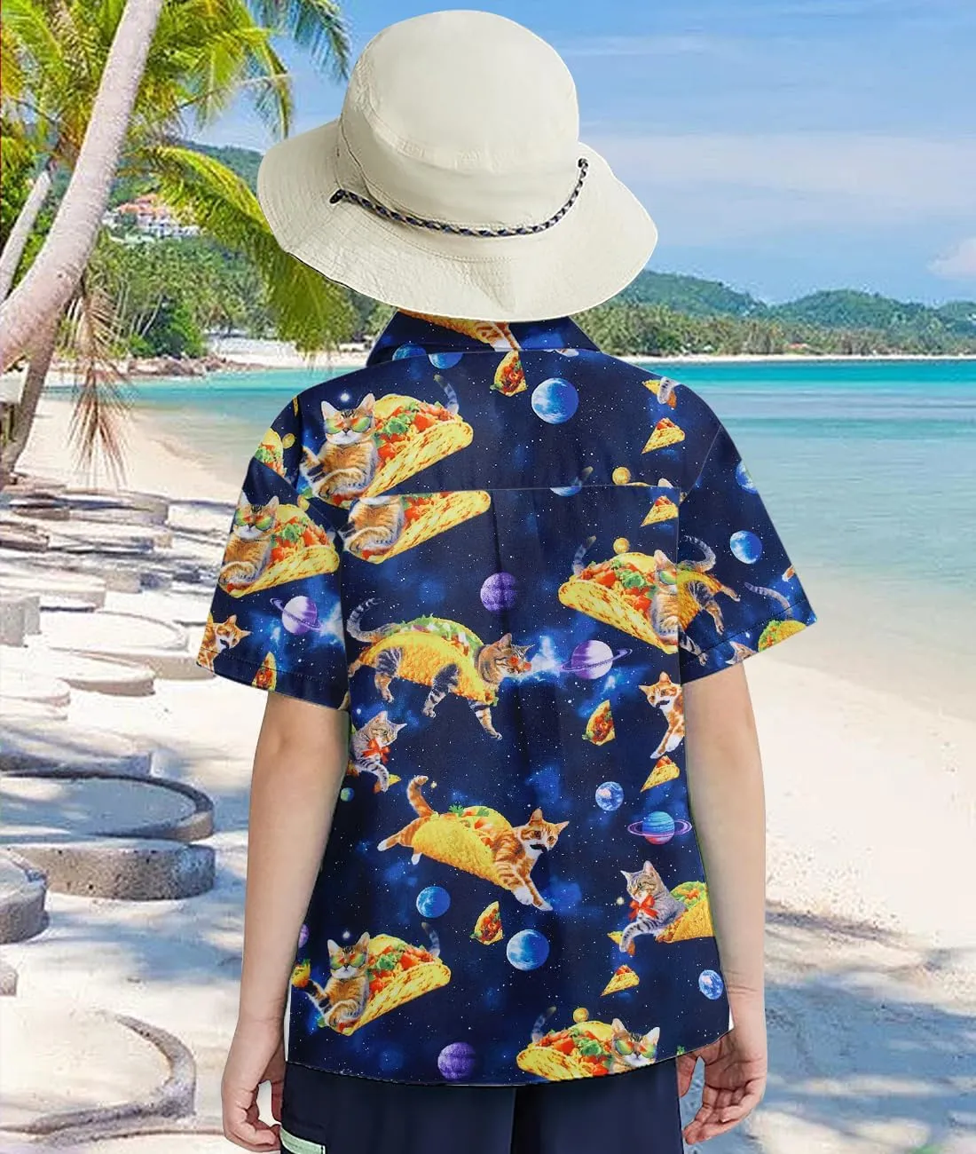 uideazone Boys Hawaiian Shirts Novelty Printed Funky Short Sleeve Button Down Shirt Kids Aloha Luau Shirt 7-14T