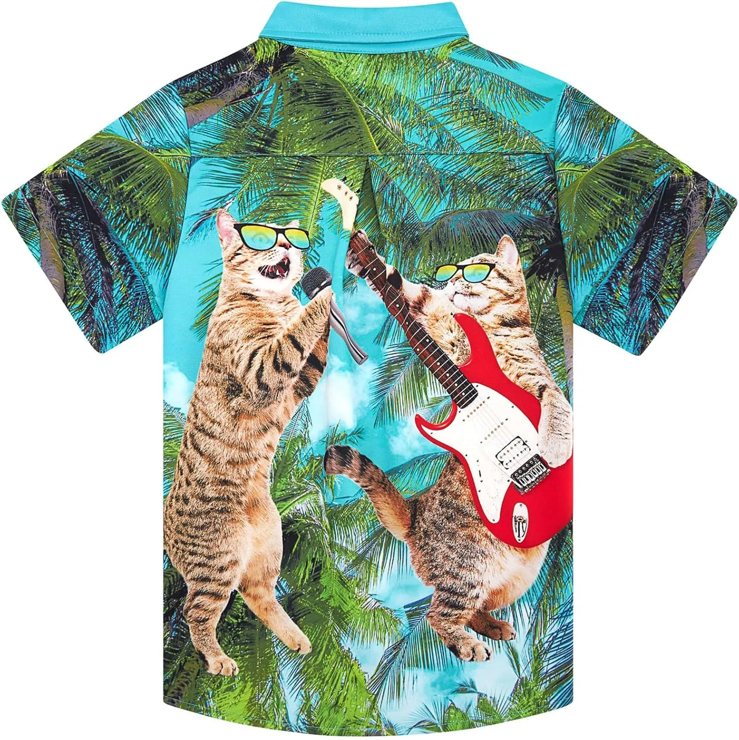 uideazone Boys Hawaiian Shirts Novelty Printed Funky Short Sleeve Button Down Shirt Kids Aloha Luau Shirt 7-14T