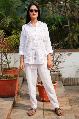 White Embroidered Long Shirt